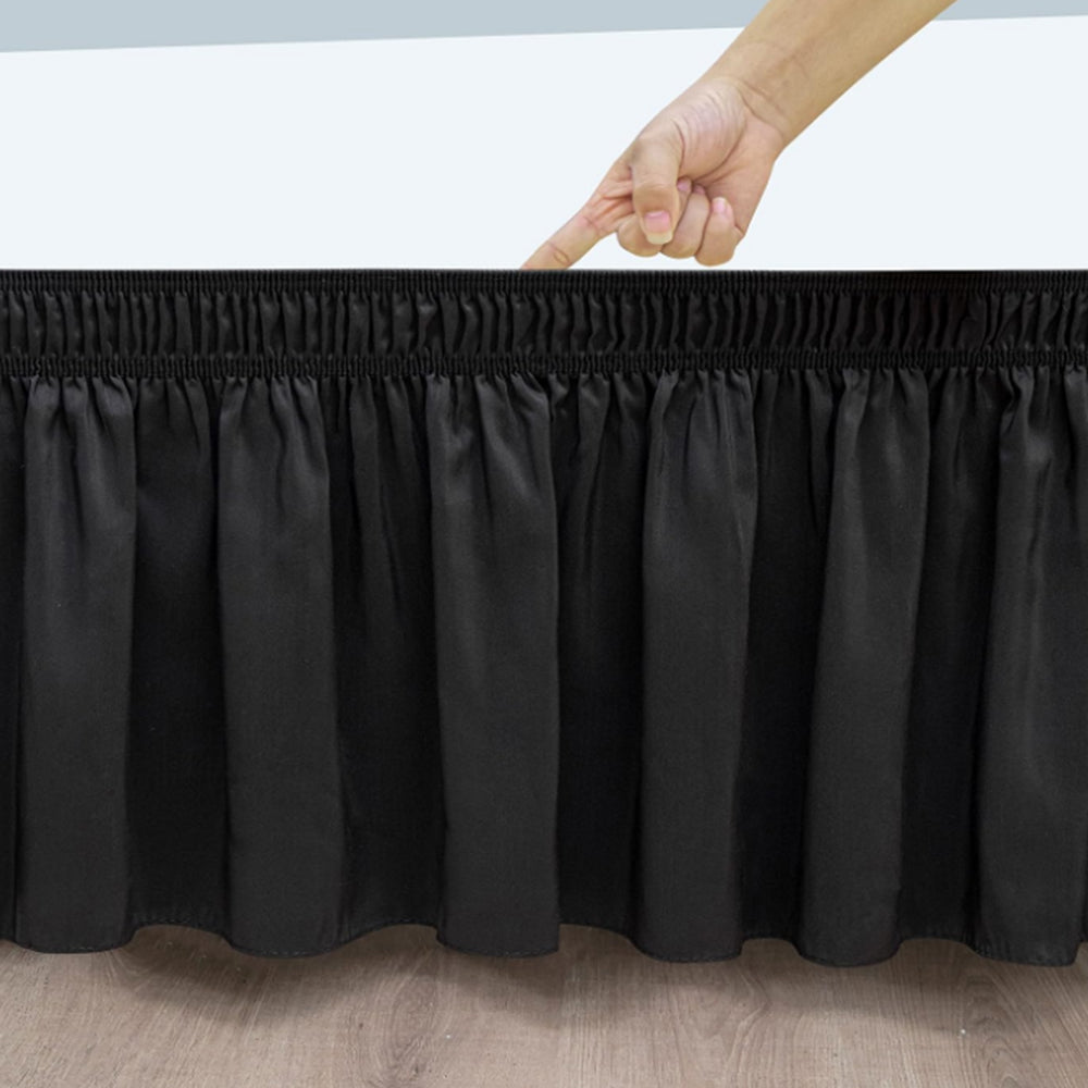 135x200cm Wrap Around Hollow Bed Skirt with Adjustable Elastic Belt Black