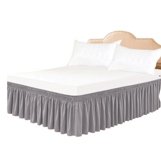 200x200cm Wrap Around Hollow Bed Skirt with Adjustable Elastic Belt Grey