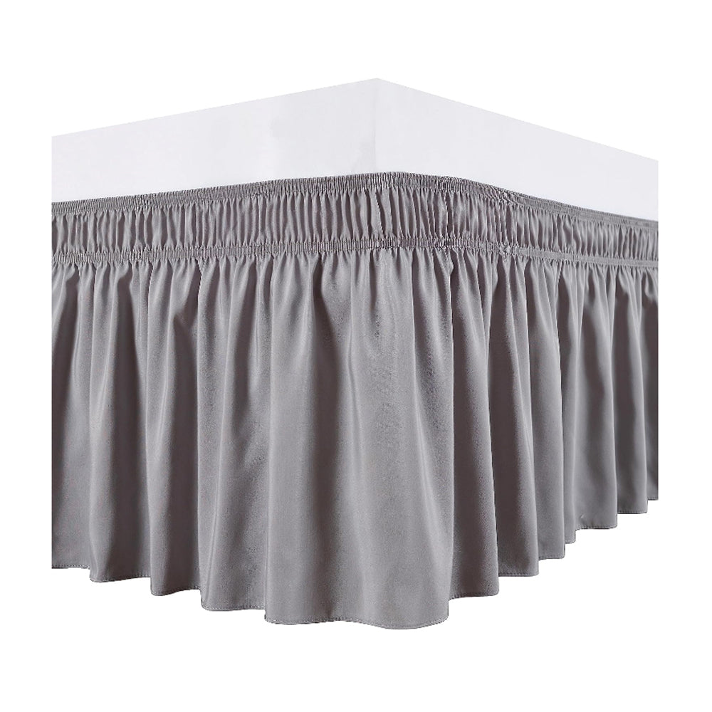 200x200cm Wrap Around Hollow Bed Skirt with Adjustable Elastic Belt Grey