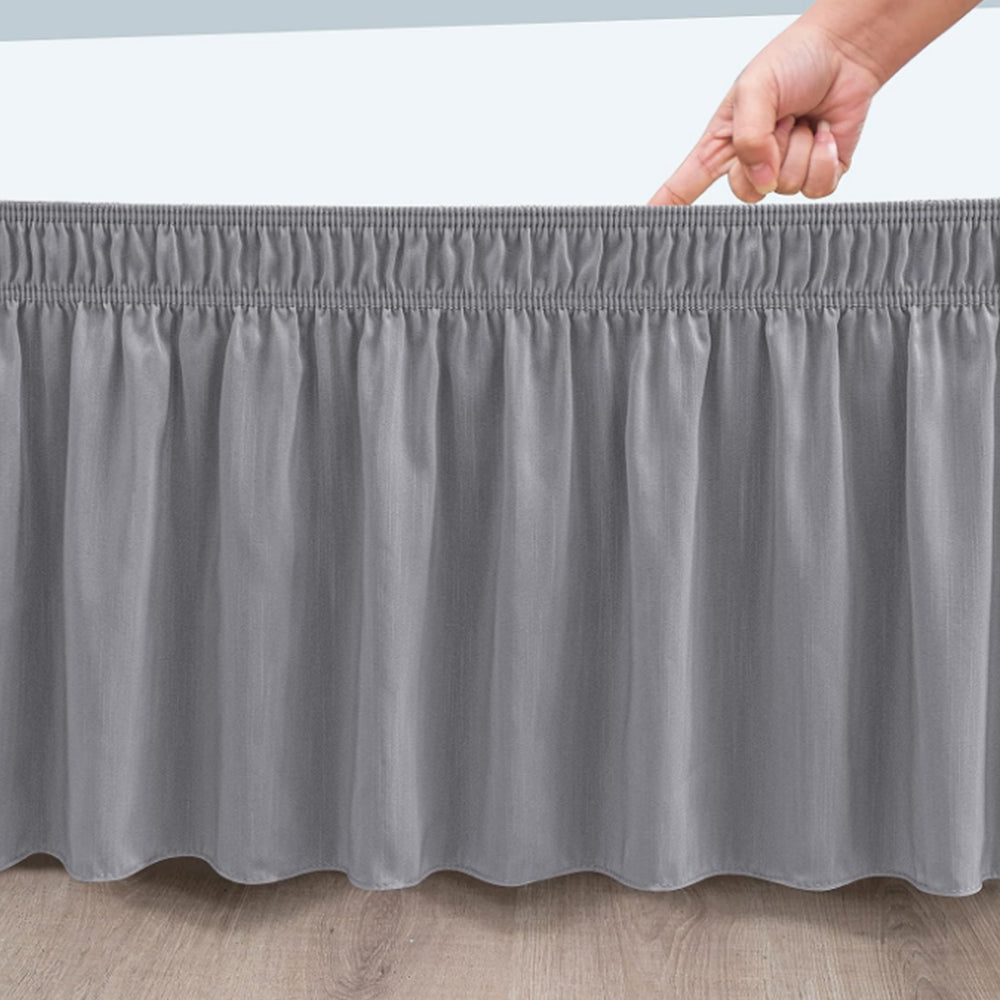 200x200cm Wrap Around Hollow Bed Skirt with Adjustable Elastic Belt Grey