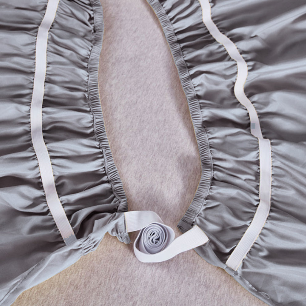 200x200cm Wrap Around Hollow Bed Skirt with Adjustable Elastic Belt Grey