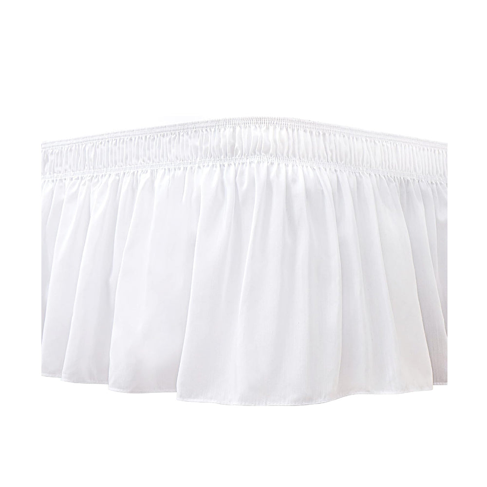 200x200cm Wrap Around Hollow Bed Skirt with Adjustable Elastic Belt White