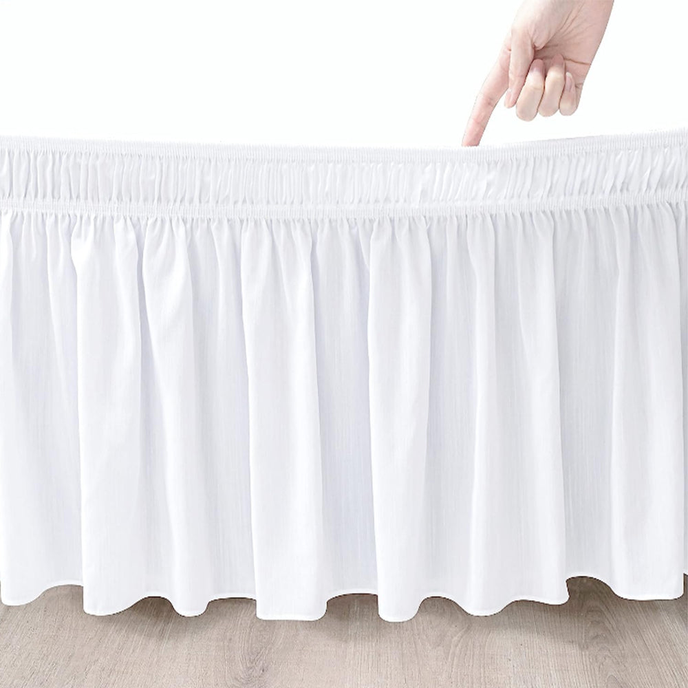 200x200cm Wrap Around Hollow Bed Skirt with Adjustable Elastic Belt White