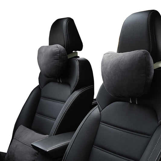 2Pcs Faux Suede Car Headrest Neck Pillow Car Seat Ornaments