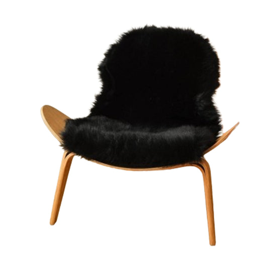 60x90cm Fluffy Shag Fur Throw Rugs Faux Sheepskin Chair Seat Cover Black