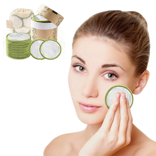 20Pcs Reusable Makeup Remover Pads with a Mesh Bag and Storage Box White