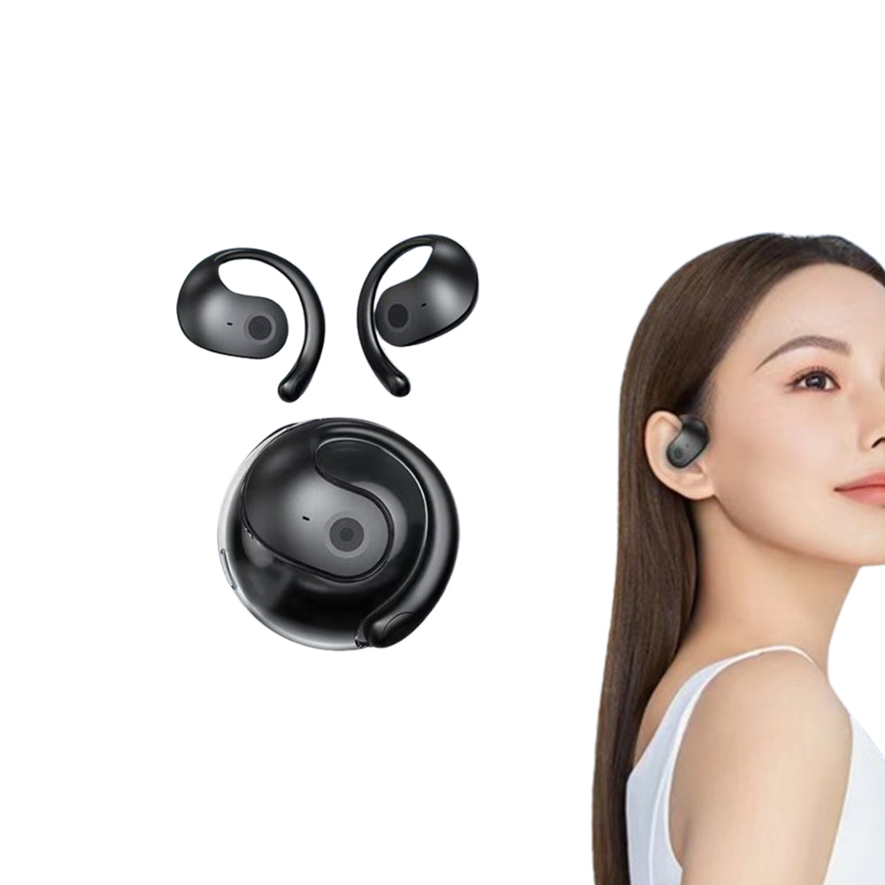 Open Ear Headphones Wireless Bluetooth 5.3 Noise Reduction Earbuds Black