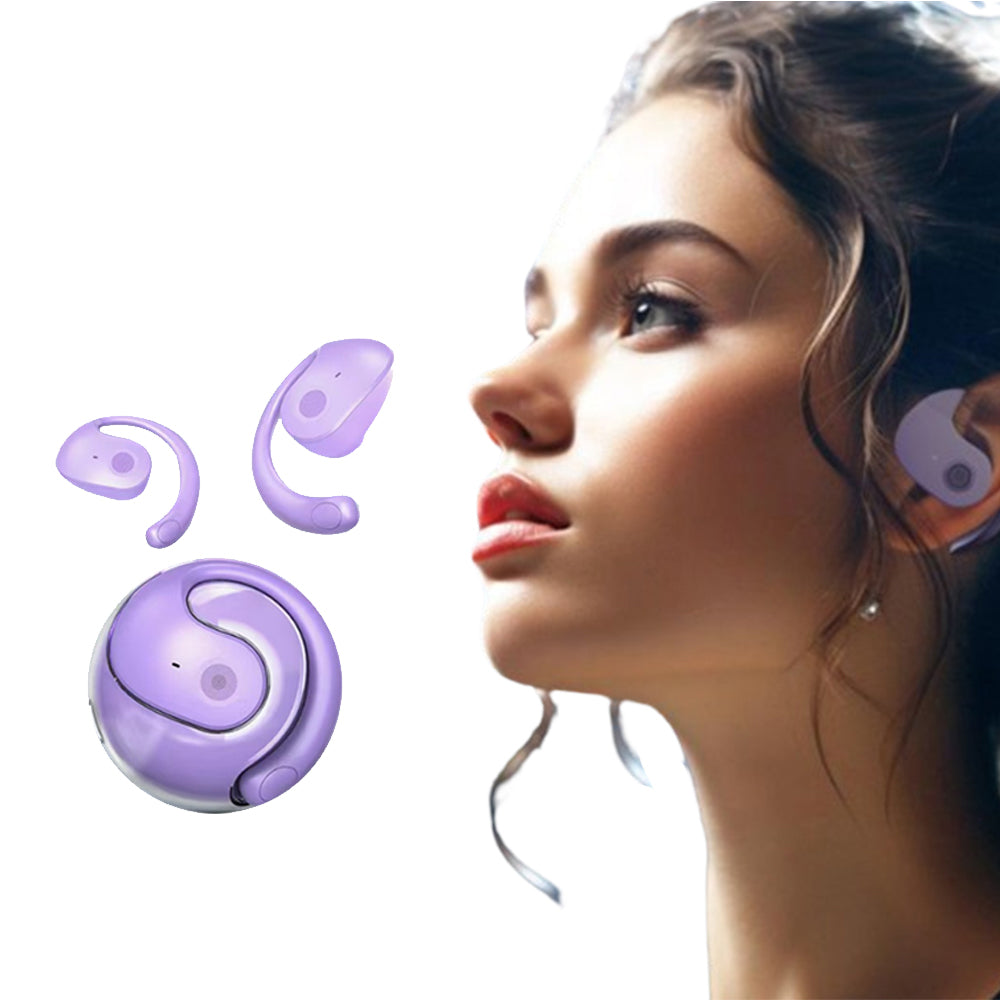 Open Ear Headphones Wireless Bluetooth 5.3 Noise Reduction Earbuds Purple
