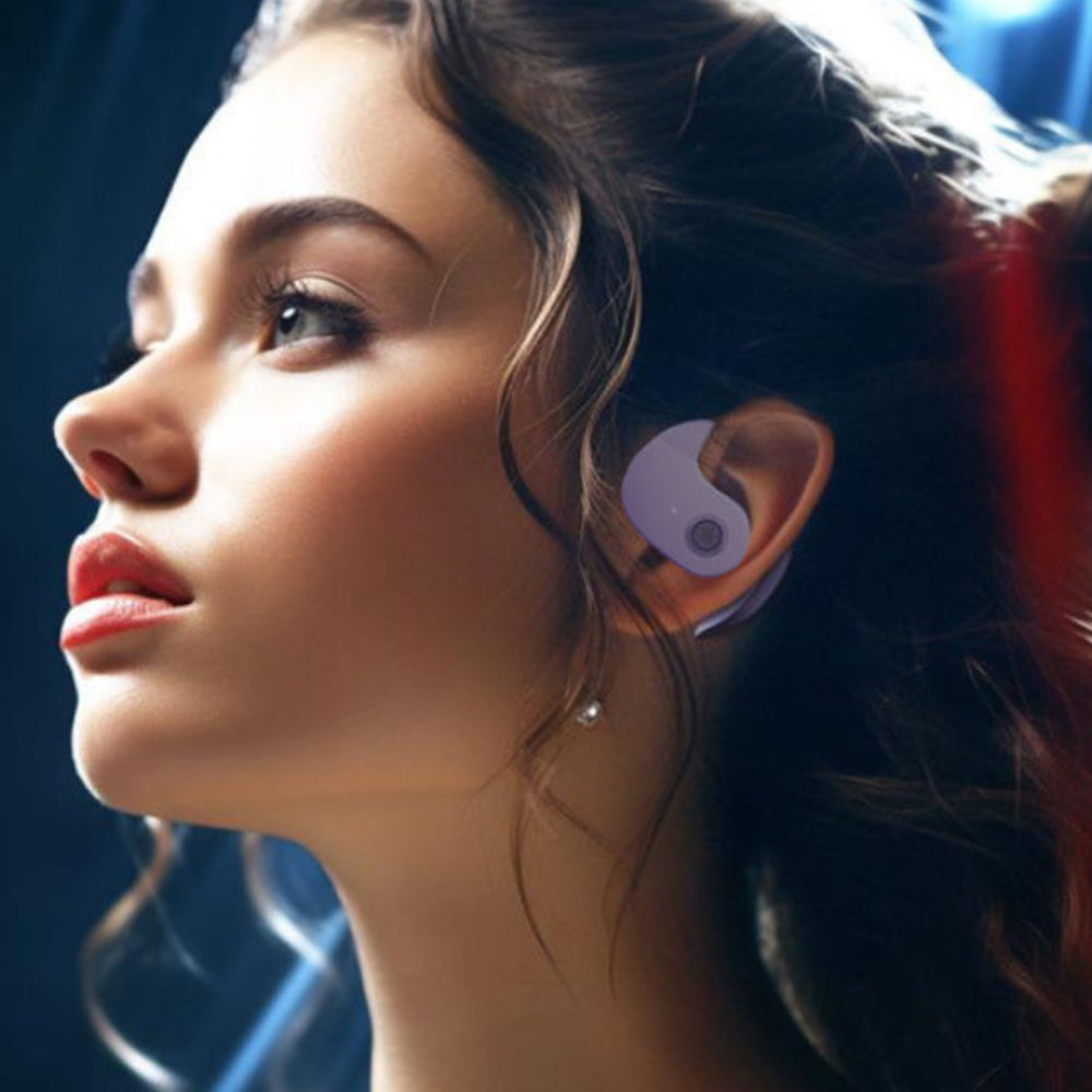 Open Ear Headphones Wireless Bluetooth 5.3 Noise Reduction Earbuds Purple