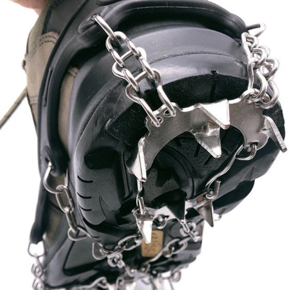 Rubber Shoe Cover Ice Snow Grips with 10 Stainless Steel Traction Cleats Black