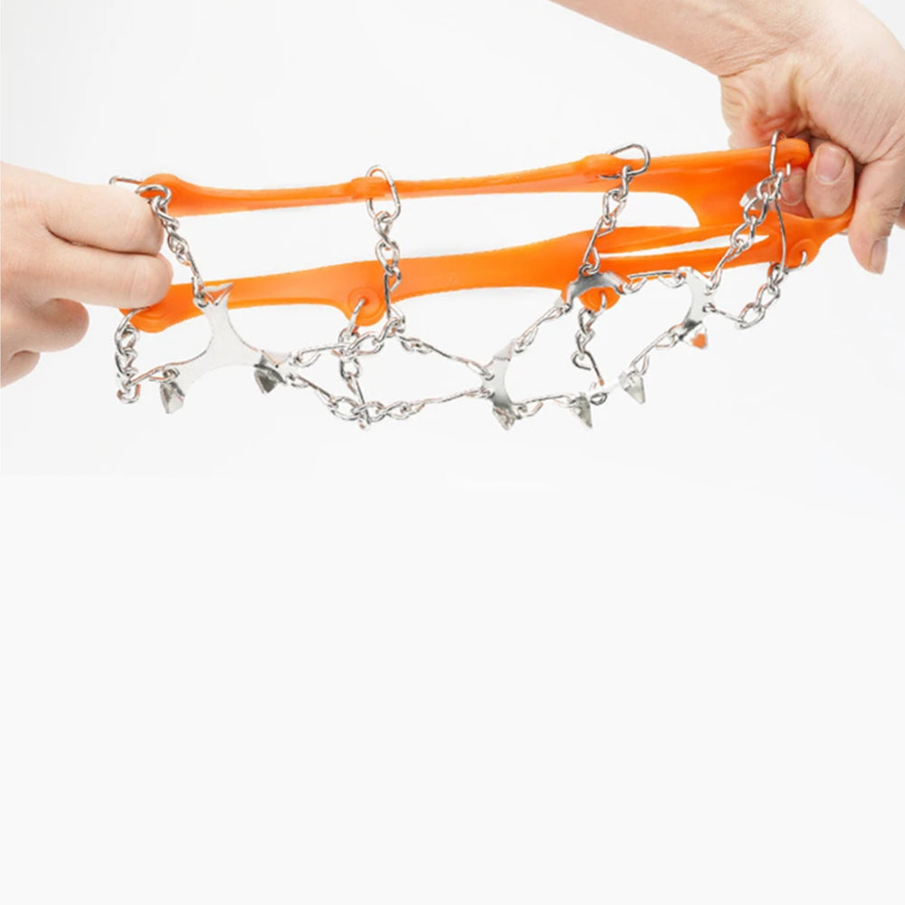 Rubber Shoe Cover Ice Snow Grips with 10 Stainless Steel Traction Cleats Orange