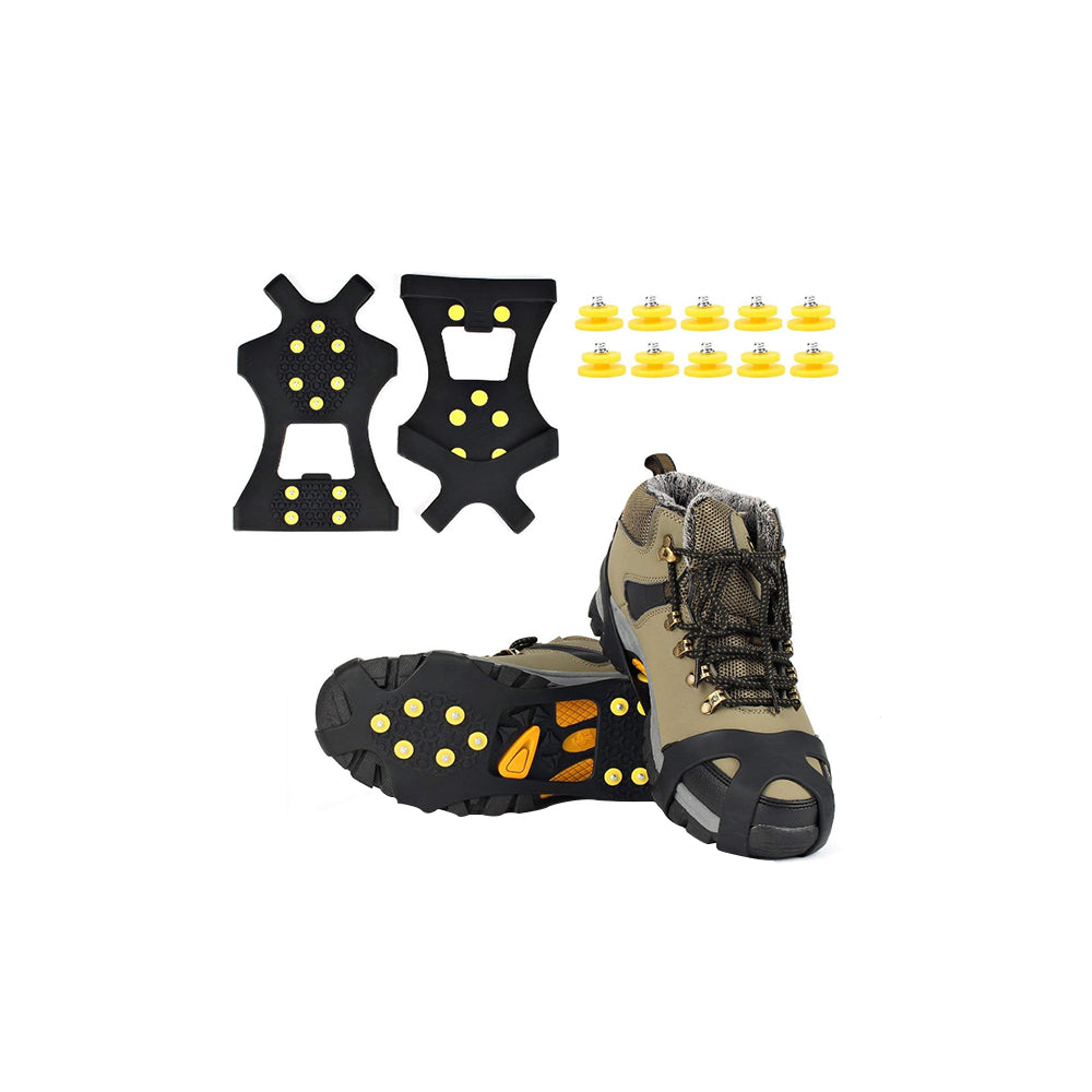 10-Stud Ice Cleats Crampons Snow Shoe Spikes Grips Anti-Slip for Shoes Boots M