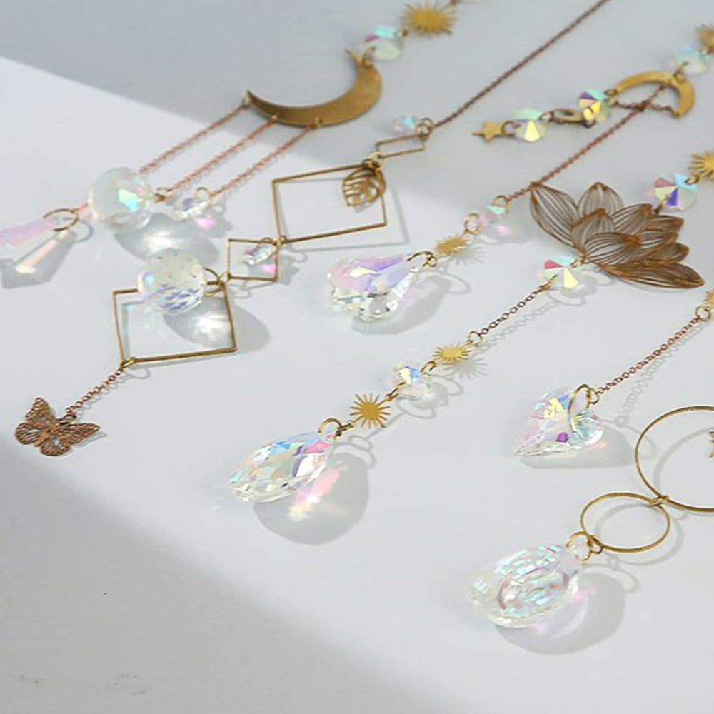 6Pcs Sun Catcher Prism Hanging Kit with Chain Gold
