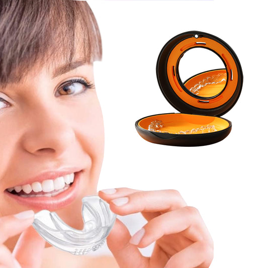 Dental Retainer Case with Mirror Retainer Storage Box Mouthguard Case Black