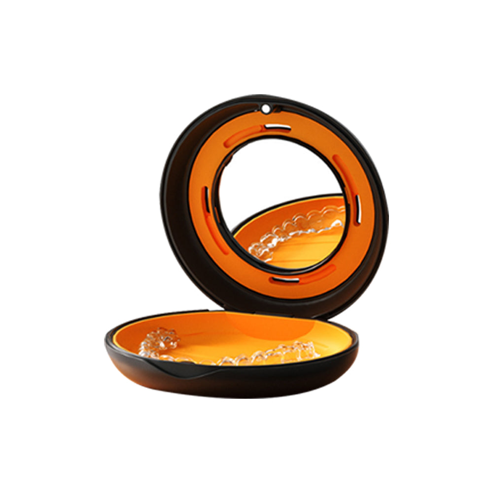 Dental Retainer Case with Mirror Retainer Storage Box Mouthguard Case Black