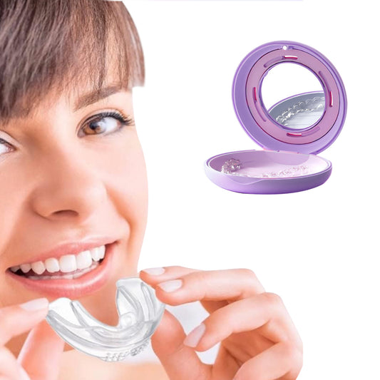 Dental Retainer Case with Mirror Retainer Storage Box Mouthguard Case Purple
