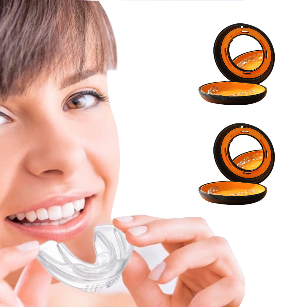 2Pcs Dental Retainer Case with Mirror Retainer Storage Box Mouthguard Case Black