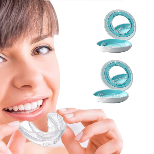 2Pcs Dental Retainer Case with Mirror Retainer Storage Box Mouthguard Case White