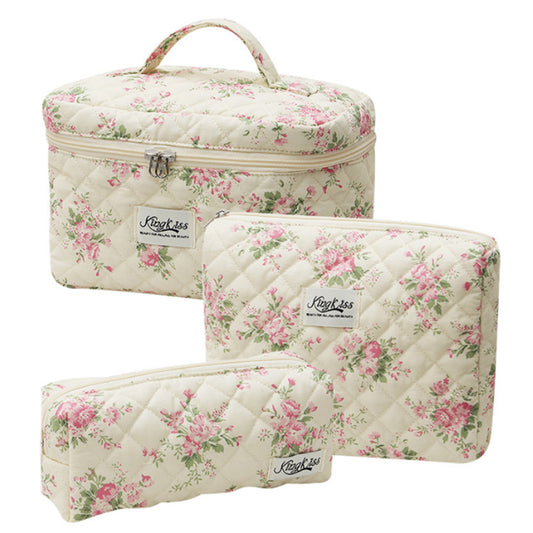 3Pcs Cute Aesthetic Floral Cotton Cosmetic Bag Toiletry Organizer Bag ST4