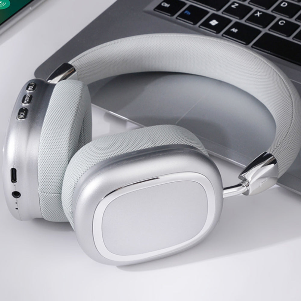 5.3Wireless Headphones Bluetooth Stereo Earphones Over Ear Headset Silver