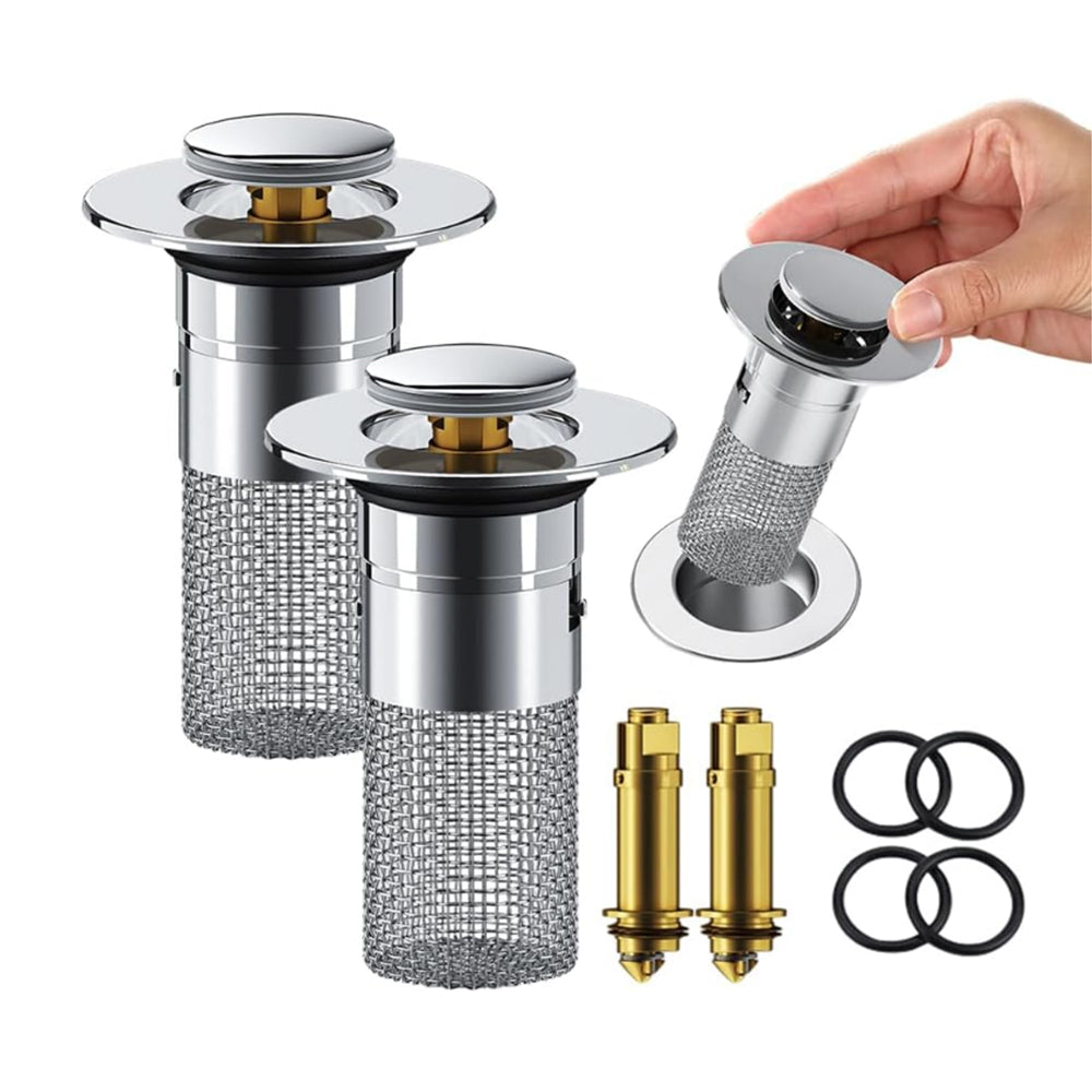 2Pcs Universal Bathroom Sink Plug Pop-Up Stopper Wash Basin Drain Filter