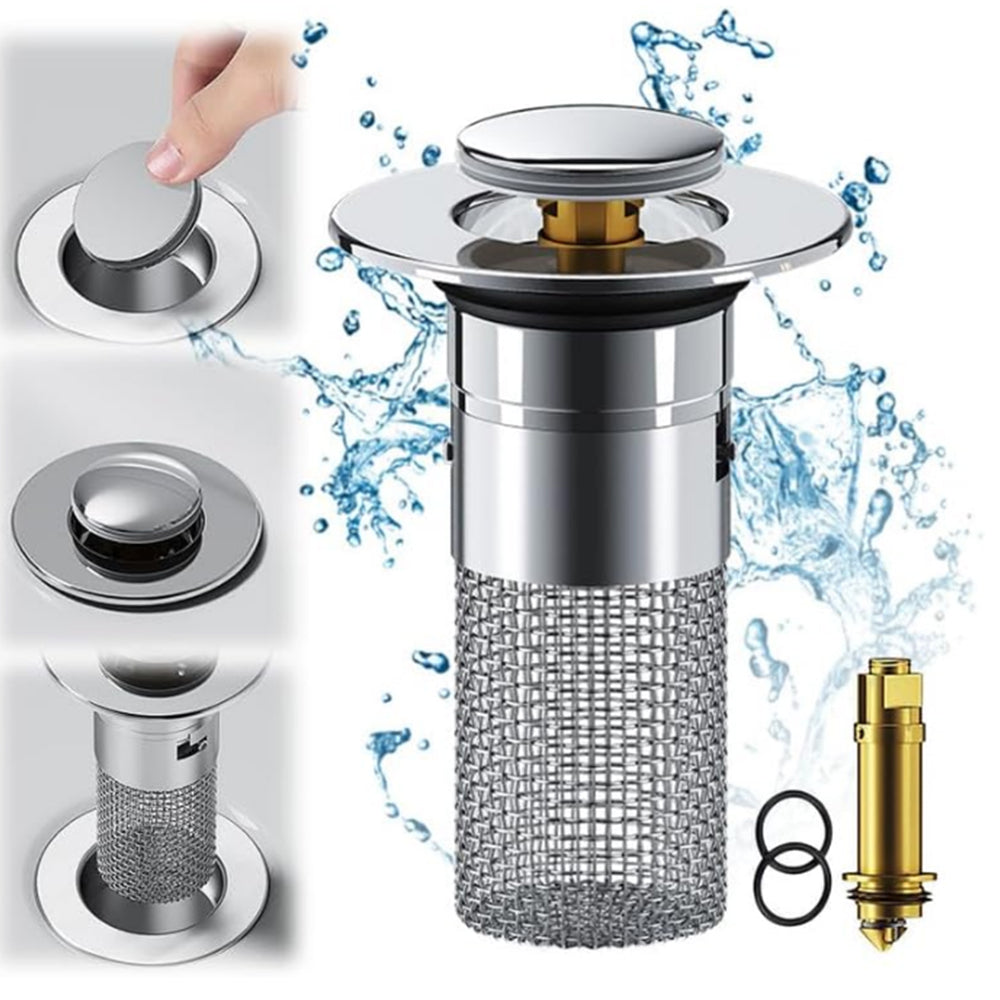 2Pcs Universal Bathroom Sink Plug Pop-Up Stopper Wash Basin Drain Filter
