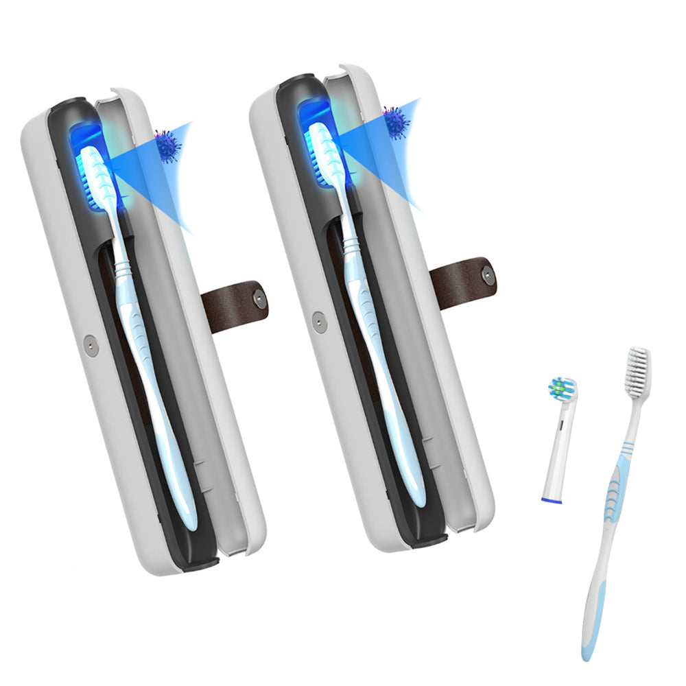 2Pcs Portable UV Toothbrush Steriliser Cleaner Sanitiser Box
