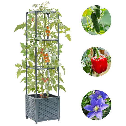 3-Tier Garden Planter Boxes with Trellis for Climbing Vegetables Plants