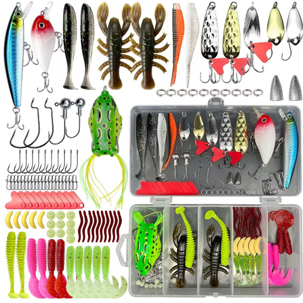 107Pcs Fishing Tackle Box Full loaded Accessories Hooks Lures Baits