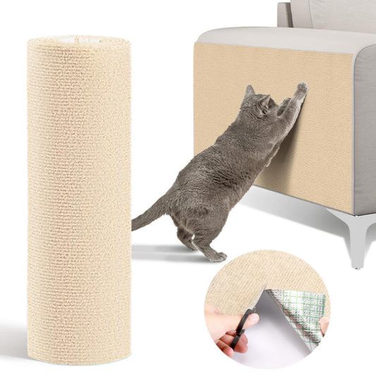 30x100cm Self-Adhesive Cat Scratching Mat Trimmable Cat Couch Protector Beige