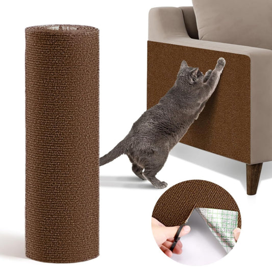 30x100cm Self-Adhesive Cat Scratching Mat Trimmable Cat Couch Protector Brown
