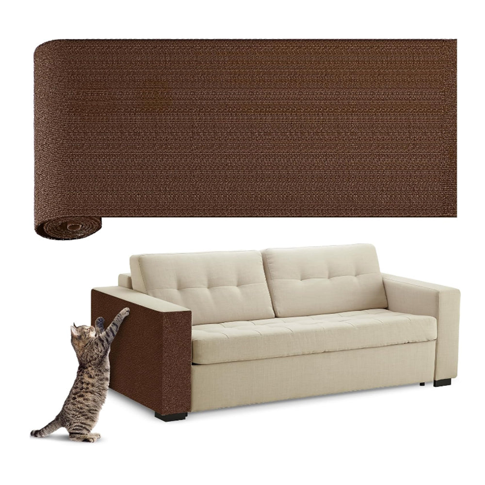 60x100cm Self-Adhesive Cat Scratching Mat Trimmable Cat Couch Protector Brown
