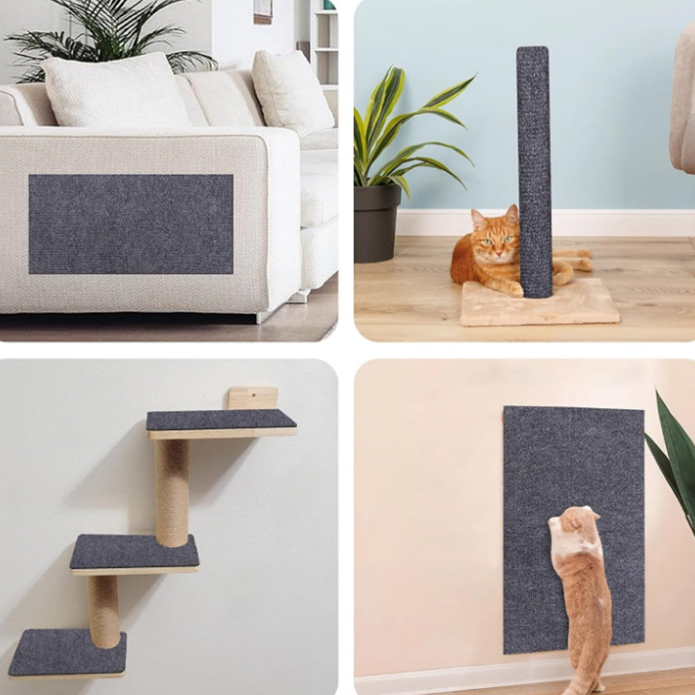60x100cm Self-Adhesive Cat Scratching Mat Trimmable Cat Couch Protector Grey