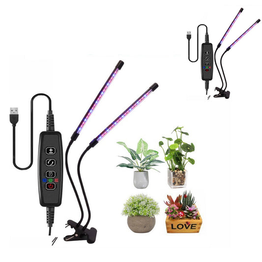 2 Head Indoor Clip LED Grow Light Growing Veg Flower 8W Plant Lamp