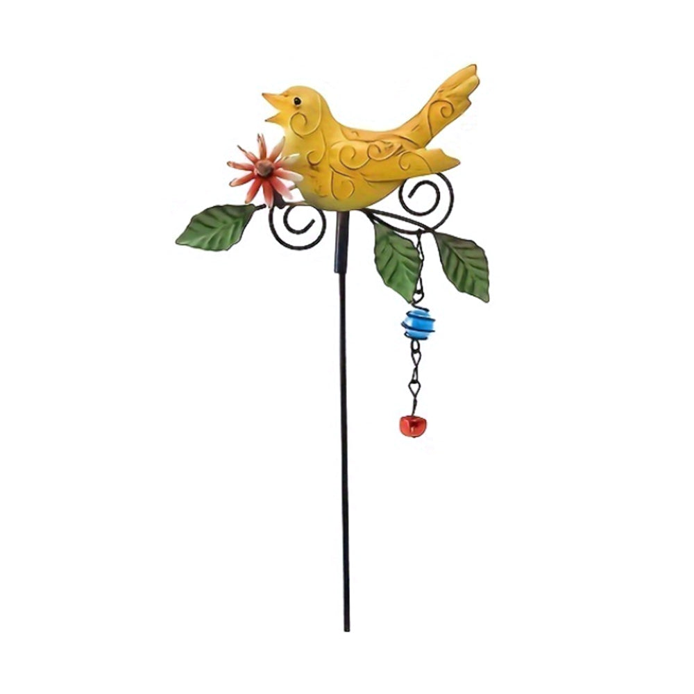 Metal Bird Art Stake Garden Stand Yard Decor Lawn Ornament Yellow