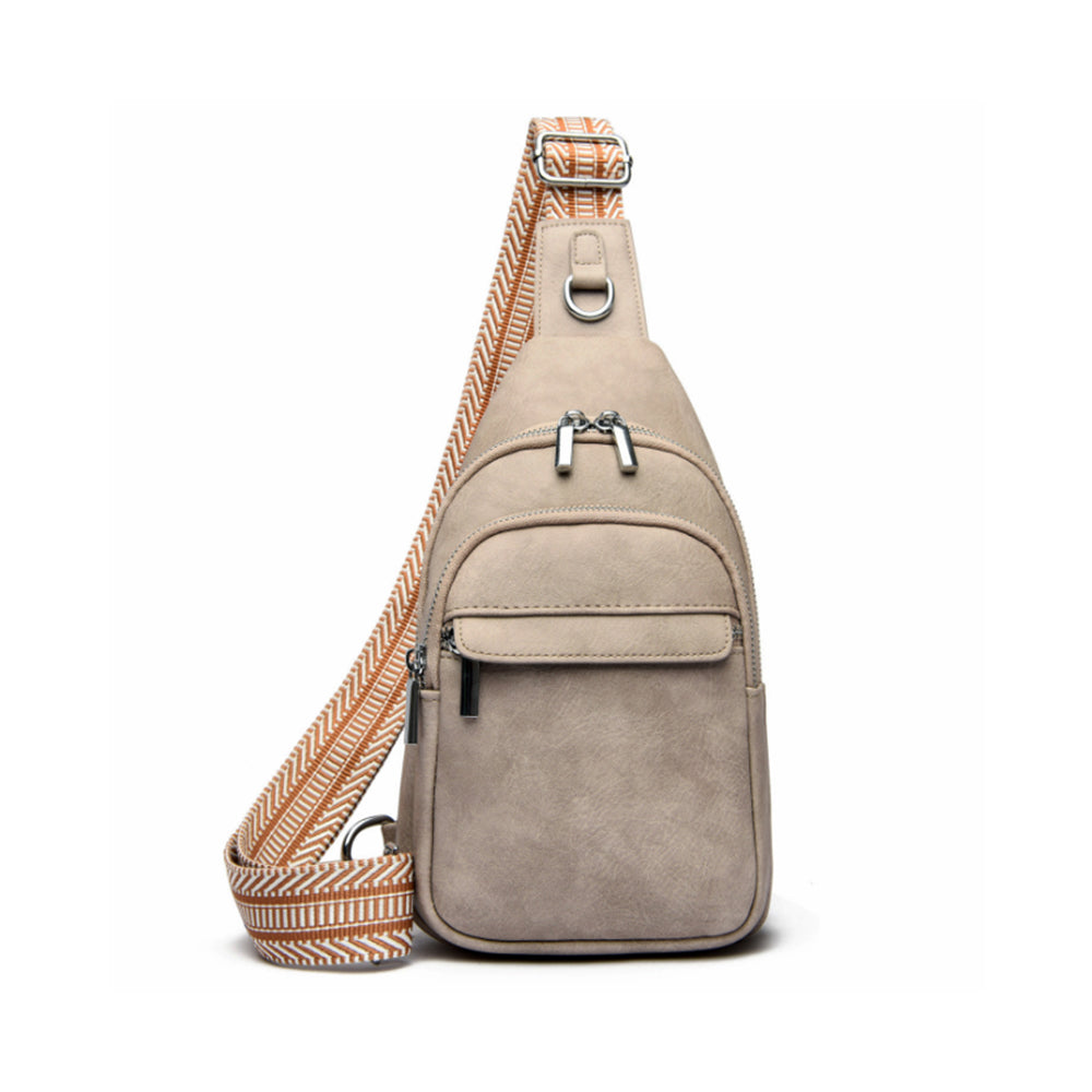 PU Leather Crossbody Chest Bag for Women Grey