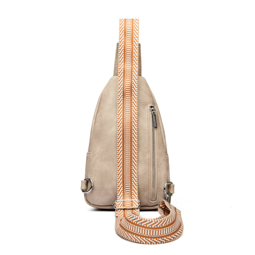 PU Leather Crossbody Chest Bag for Women Grey