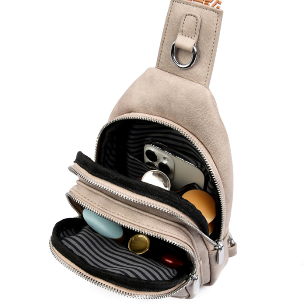 PU Leather Crossbody Chest Bag for Women Grey