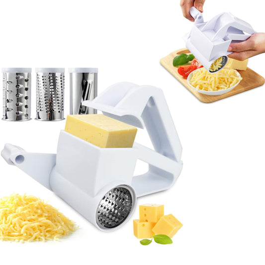 3 in1 Stainless Steel Rotary Cheese Graters Handheld Cheese Cutter