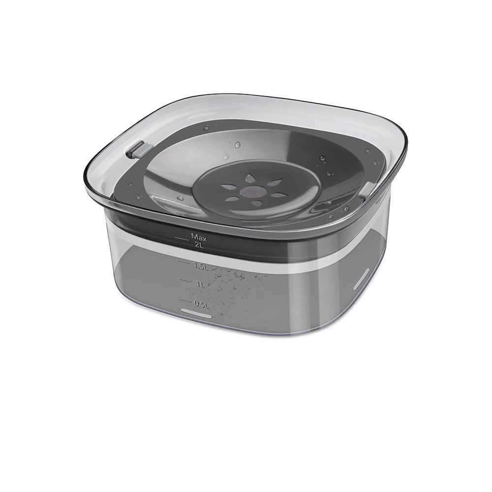 2L Pet Dog Cat Water Bowl No Spill Water Feeder Black