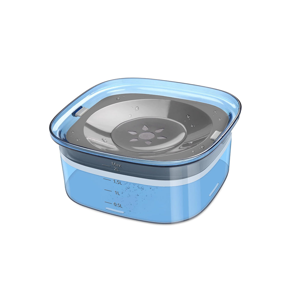 2L Pet Dog Cat Water Bowl No Spill Water Feeder Blue