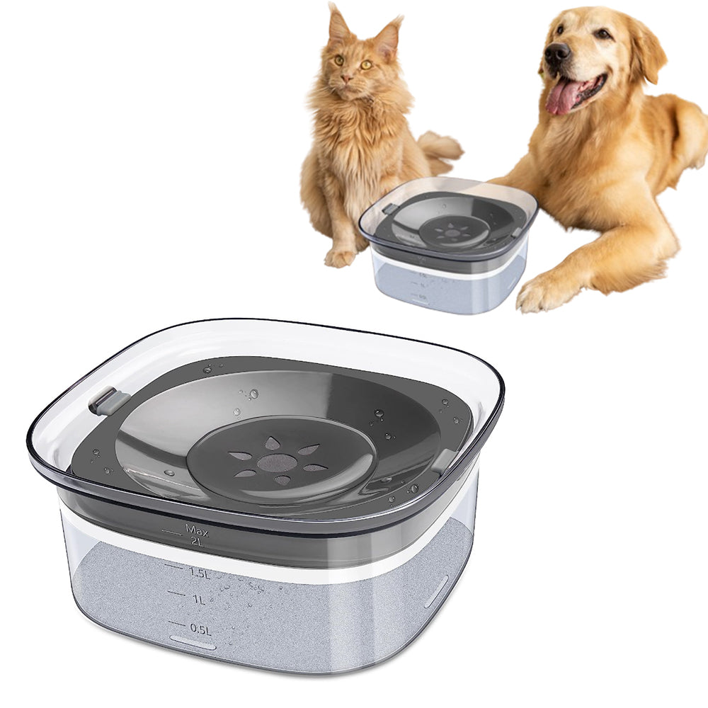 2L Pet Dog Cat Water Bowl No Spill Water Feeder Clear