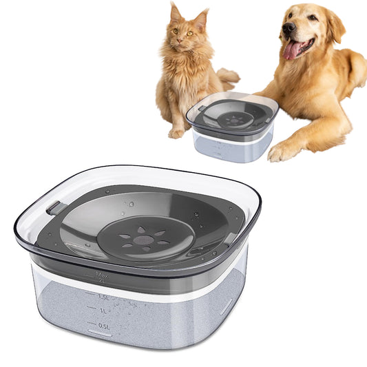 2L Pet Dog Cat Water Bowl No Spill Water Feeder Clear