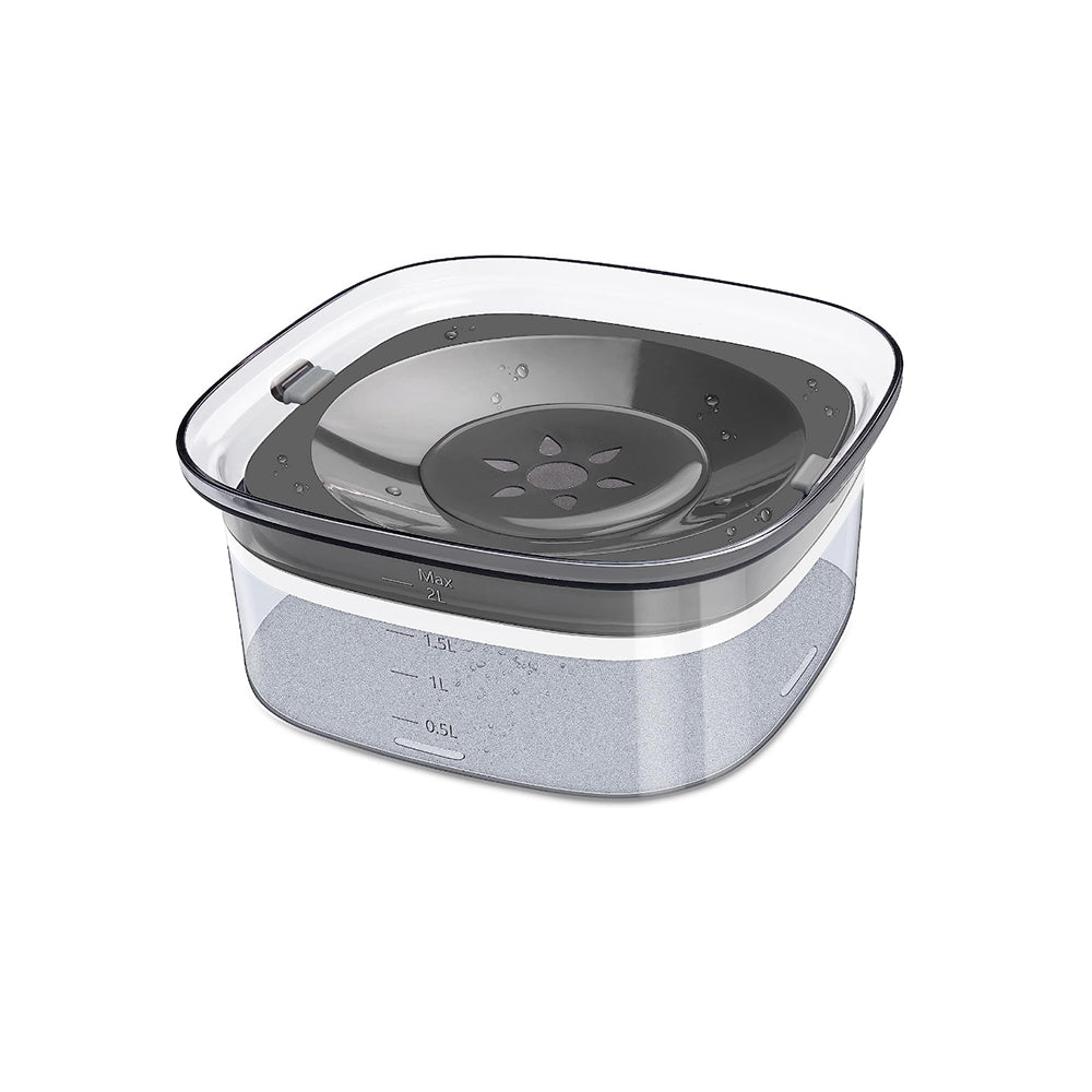 2L Pet Dog Cat Water Bowl No Spill Water Feeder Clear