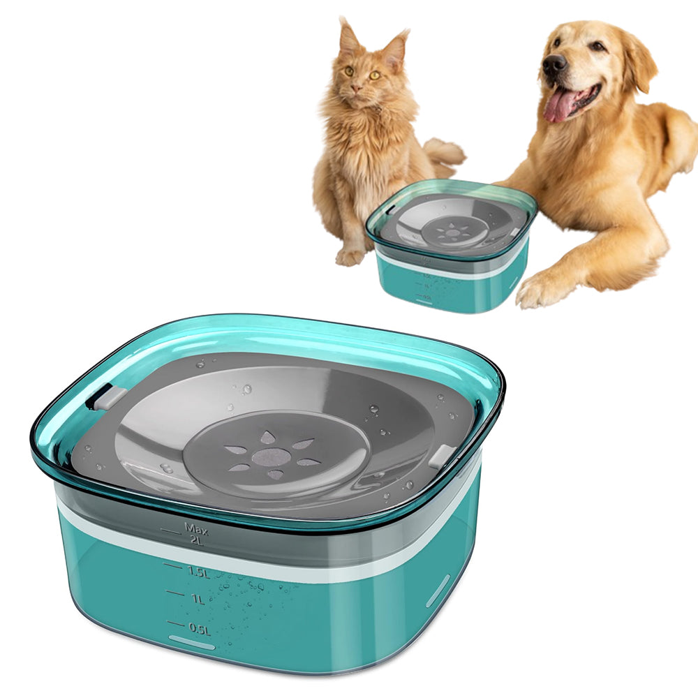 2L Pet Dog Cat Water Bowl No Spill Water Feeder Green