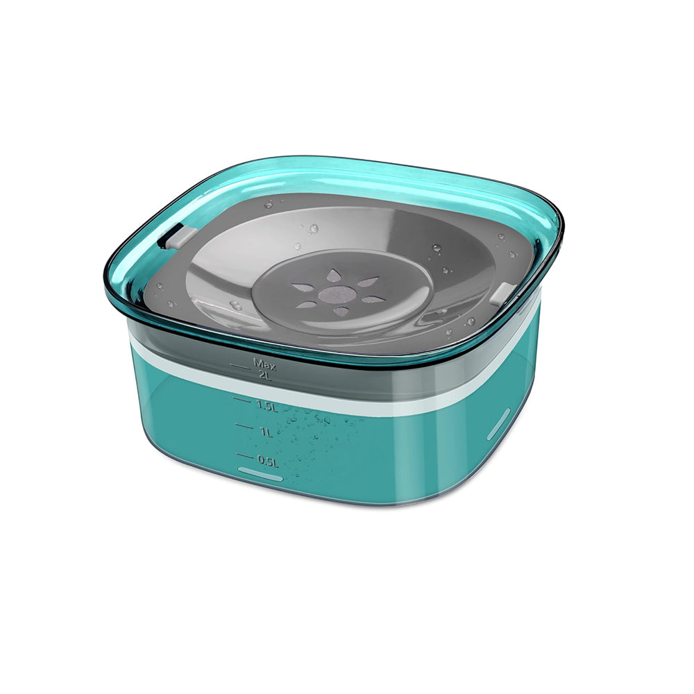 2L Pet Dog Cat Water Bowl No Spill Water Feeder Green