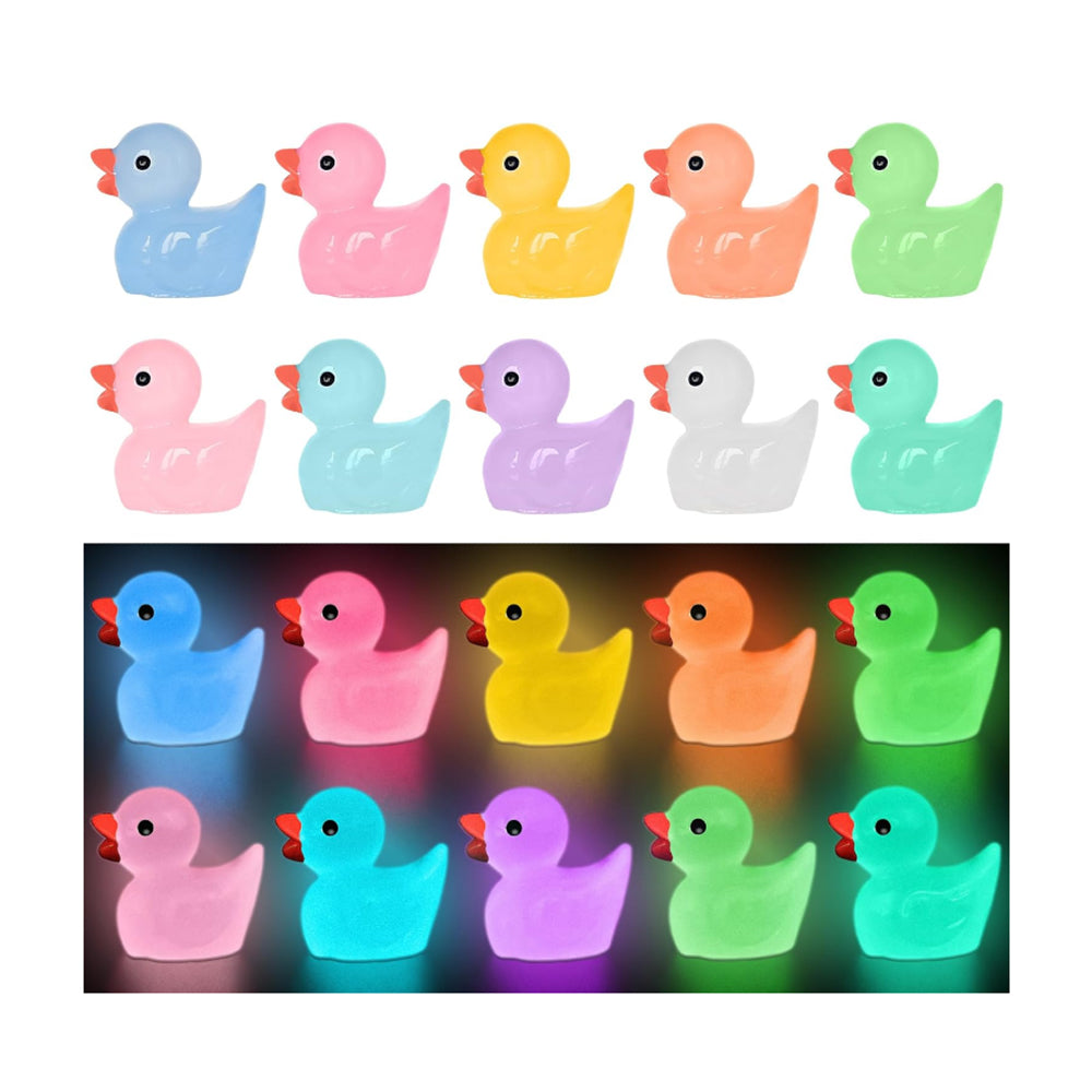 100Pcs Luminous Mini Resin Ducks Tiny Ducks Glow in The Dark