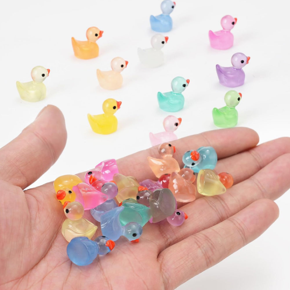 100Pcs Luminous Mini Resin Ducks Tiny Ducks Glow in The Dark