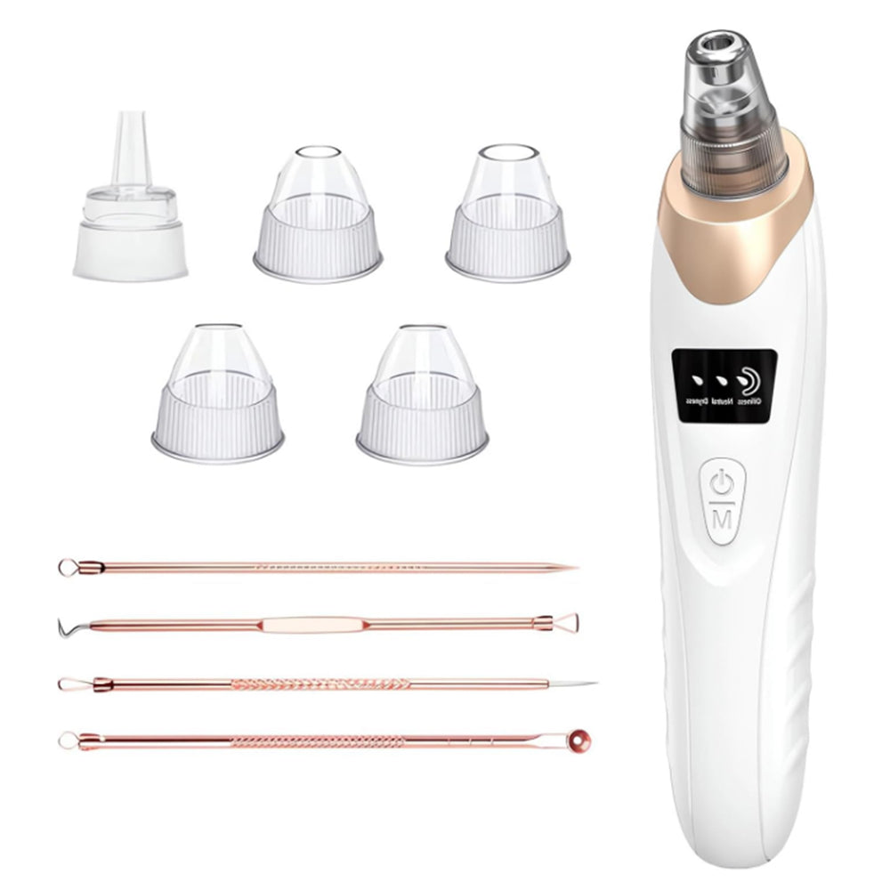 Vacuum Blackhead Remover Acne Pimple with 5 Suction Probes 4 Acne Needles Gold