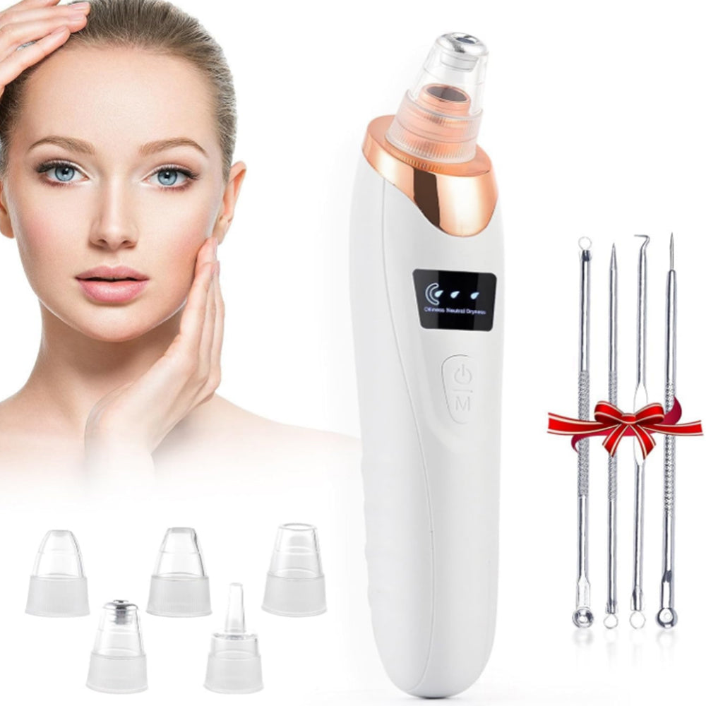 Vacuum Blackhead Remover Acne Pimple with 5 Suction Probes 4 Acne Needles Silver